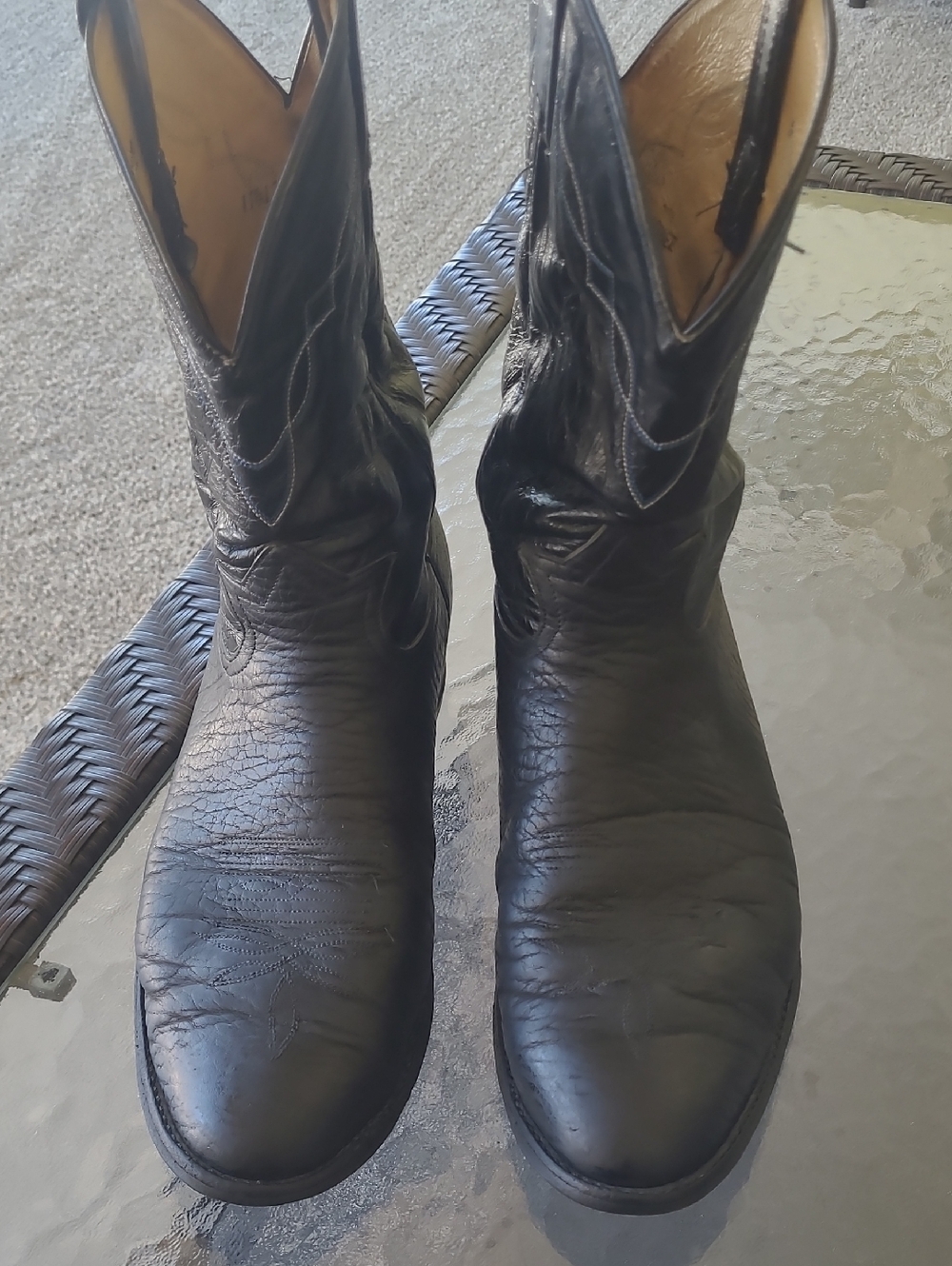 Tony Lama Black Leather Cowboy Boots